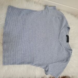 Brandy Mel long sleeve grey shirt/semi cropped blue stripped shirt/garage sweats